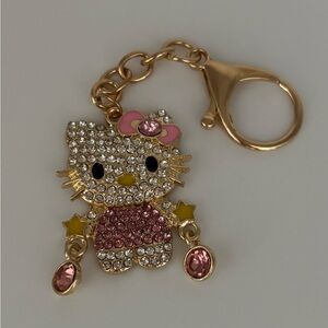 Hello Kitty Crystal Bag Charm Pink & Gold